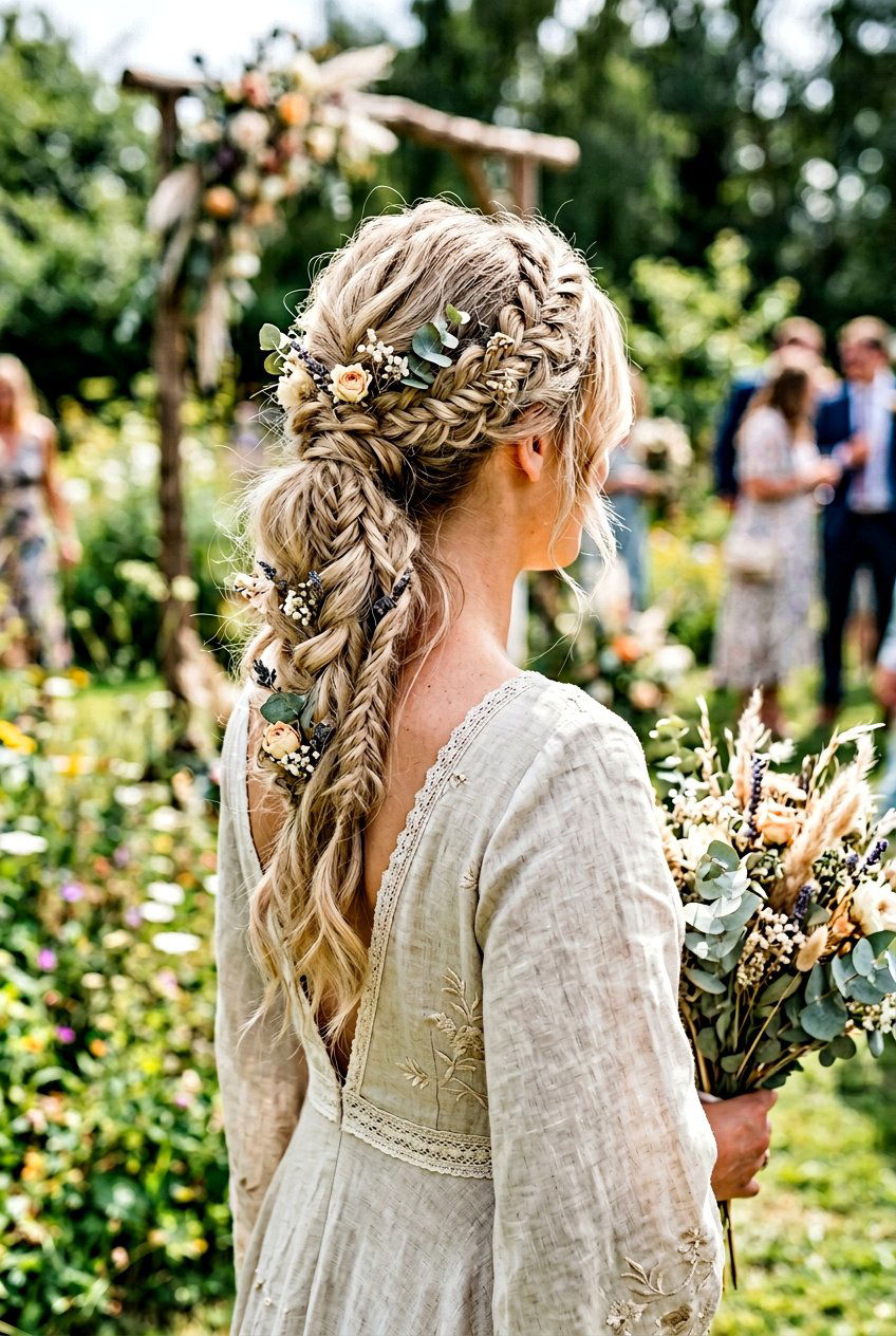 Boho Braid Ponytail Wedding Hairstyle - 20 bridesmaid ponytail with braid - 20 bridesmaid ponytail with braid