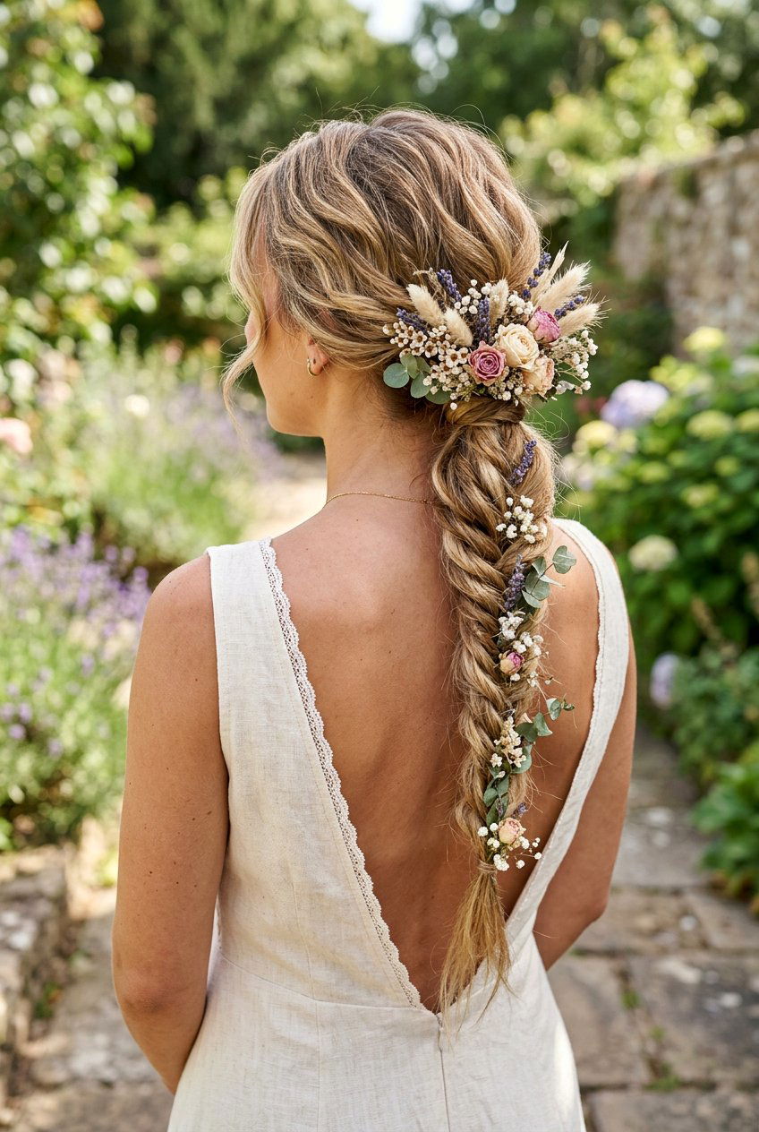 Boho Braid Ponytail With Dried Flowers - 20 boho braid with dried flowers - 20 boho braid with dried flowers