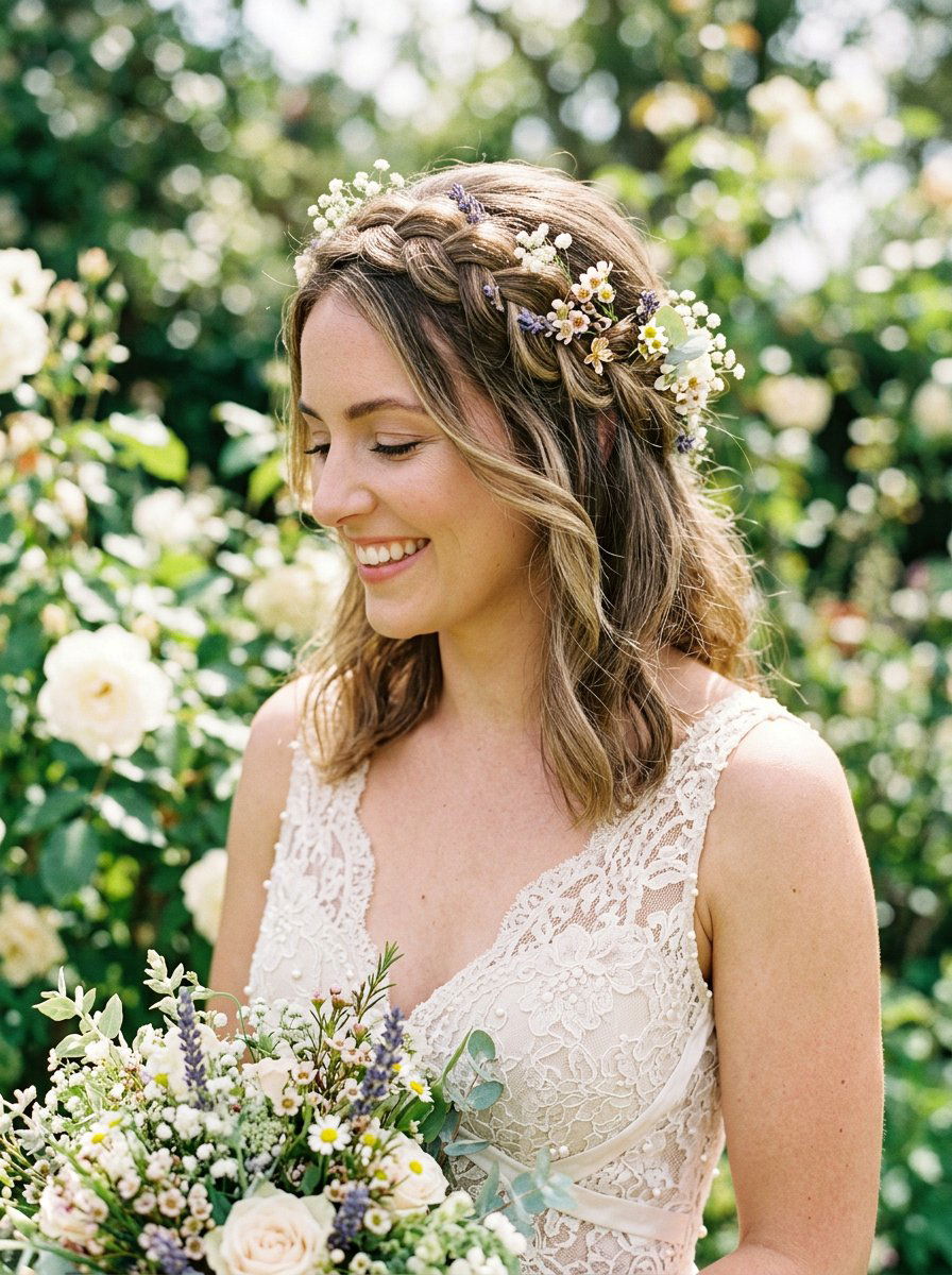 Boho Braid Shoulder Length Wedding Hair - 20 wedding hairstyles for shoulder length hair - 20 wedding hairstyles for shoulder length hair