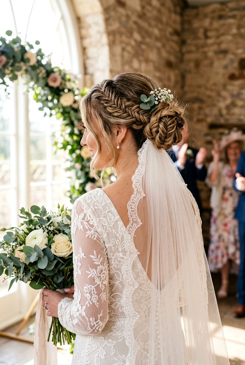 Boho Braid Updo With Veil - 20 bridal hairstyle for boho braid updo - 20 bridal hairstyle for boho braid updo