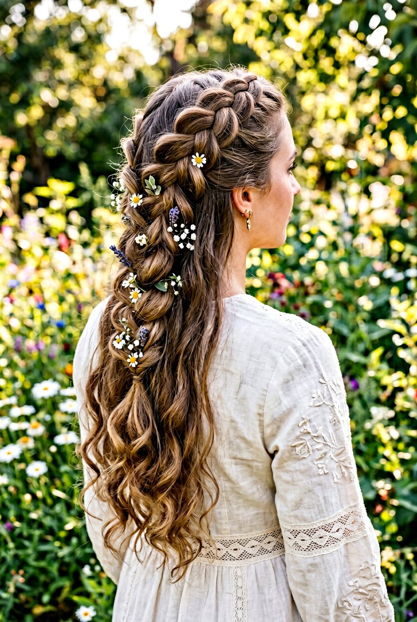 Boho Braid With Curls - 20 bridal hairstyle for long curly hair - 20 bridal hairstyle for long curly hair
