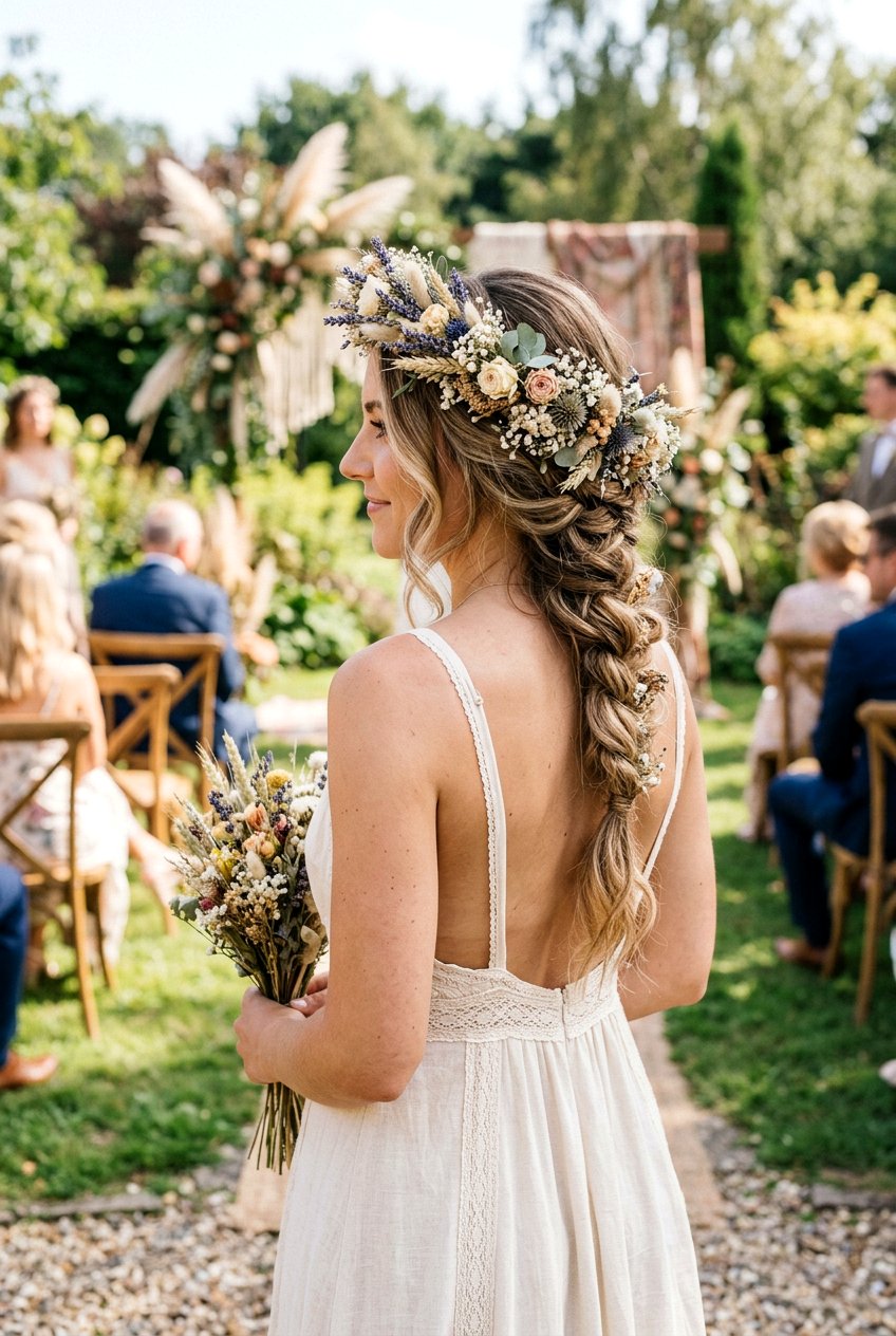 Boho Braid With Dried Flower Crown - 20 boho braid with dried flowers - 20 boho braid with dried flowers