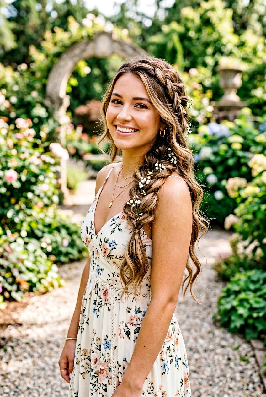 Boho Braid with Loose Waves for Hoco - 20 hoco hairstyles - 20 hoco hairstyles