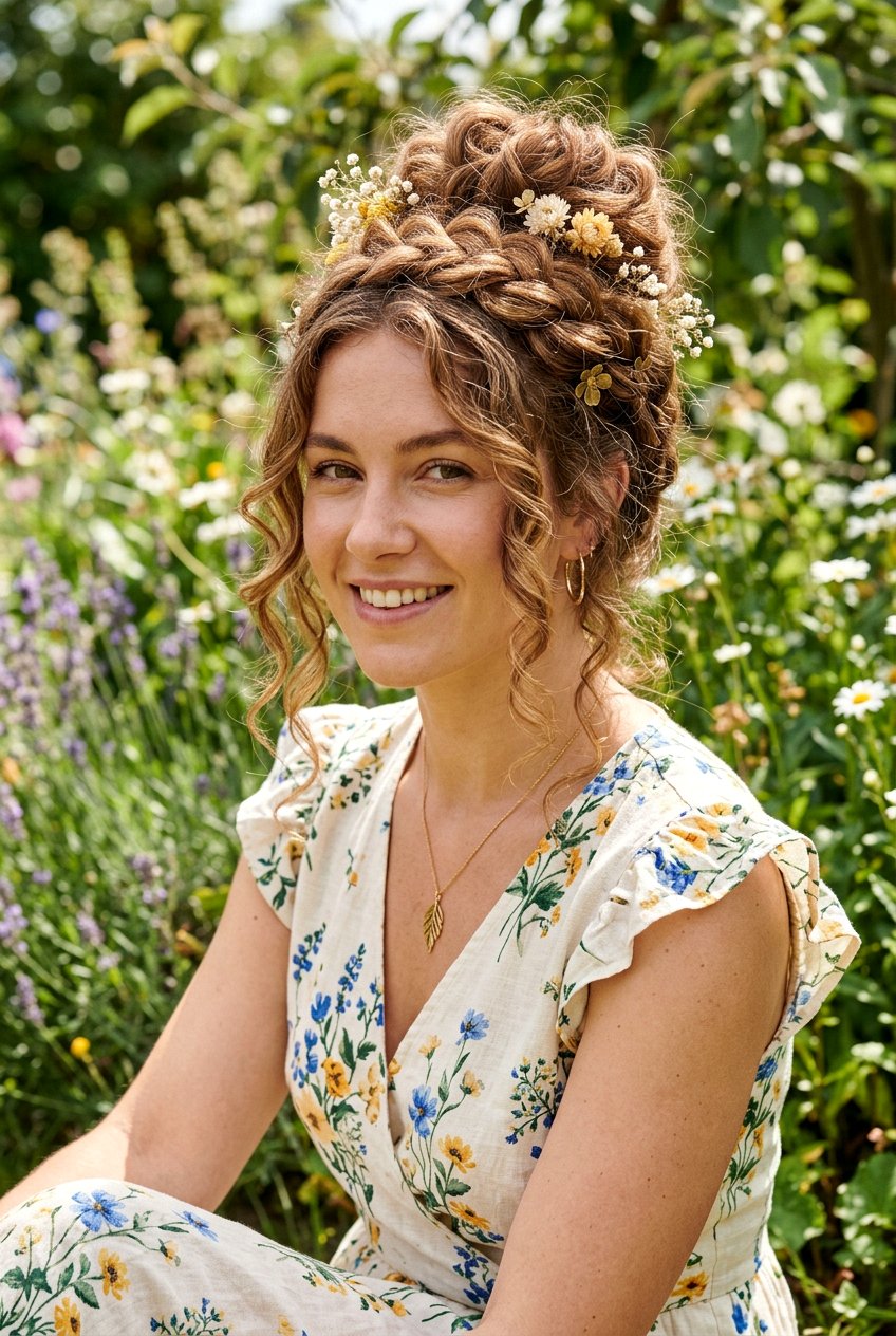 Boho Braided Bun With Curly Face Framing Strands - 20 braided bun with face framing strands - 20 braided bun with face framing strands