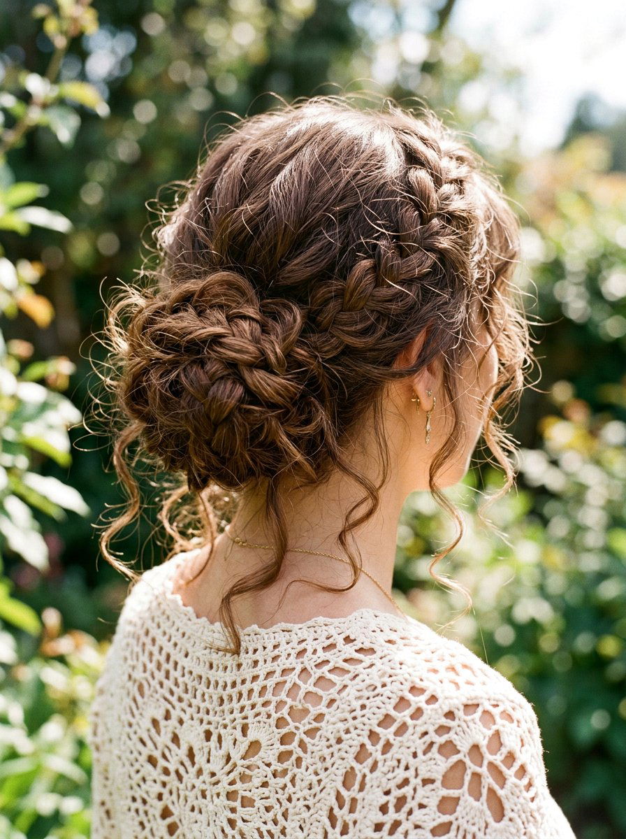 Boho Braided Bun - 20 road trip bun hairstyle - 20 road trip bun hairstyle
