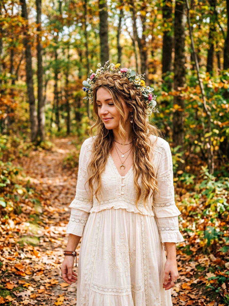 Boho Braided Crown - 20 viral wedding hairstyle ideas - 20 viral wedding hairstyle ideas