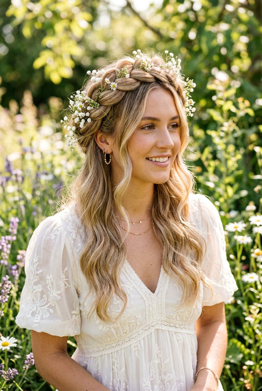 Boho Braided Crown - 20 boho messy braid hairstyle - 20 boho messy braid hairstyle