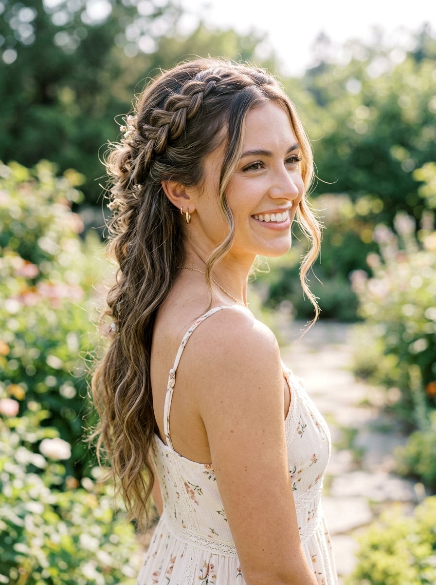 Boho Braided Half Updo - 20 vacation hairstyle with braided half updo - 20 vacation hairstyle with braided half updo