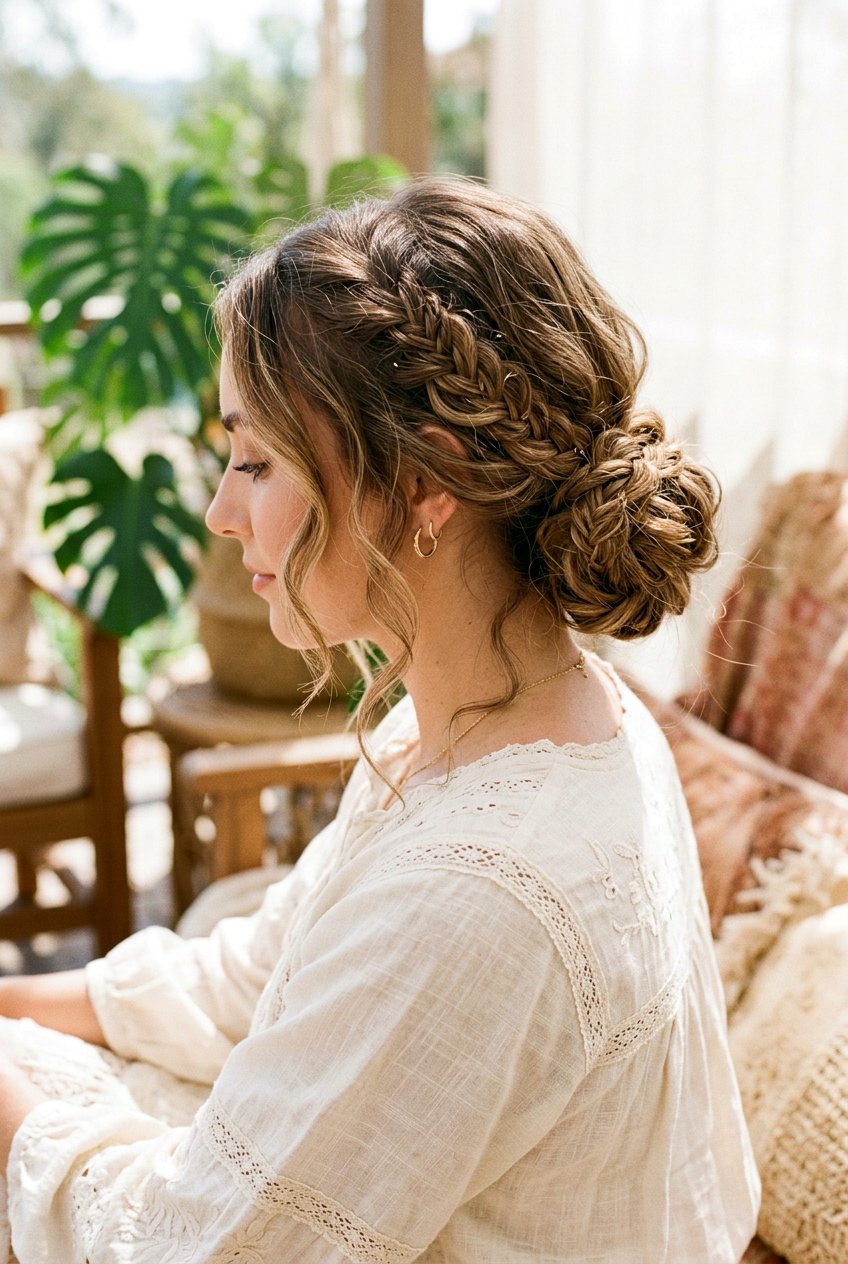 Boho Braided Low Bun - 20 boho festival braid styles - 20 boho festival braid styles