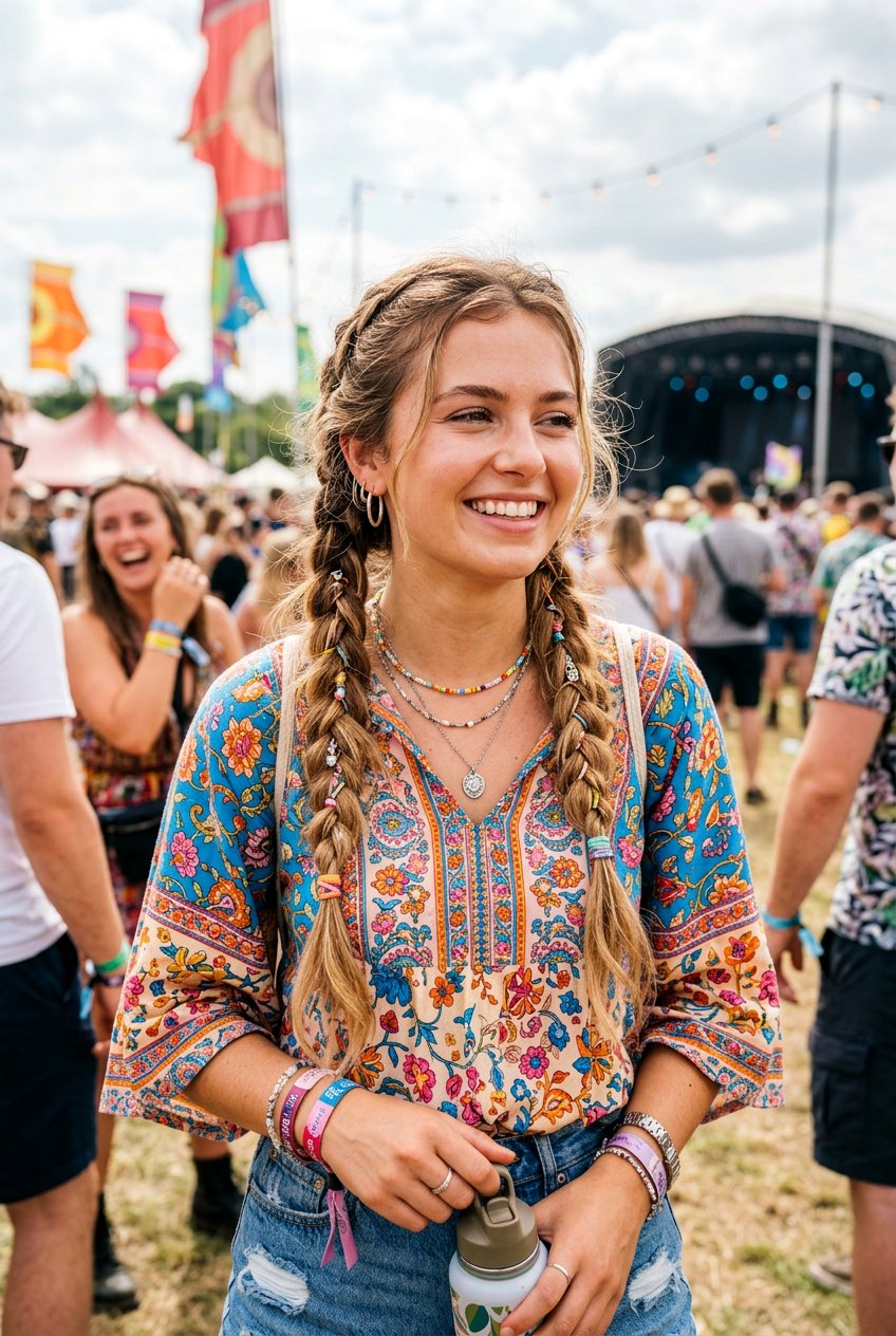 Boho Braided Pigtails For Festivals - 20 boho festival braid styles - 20 boho festival braid styles