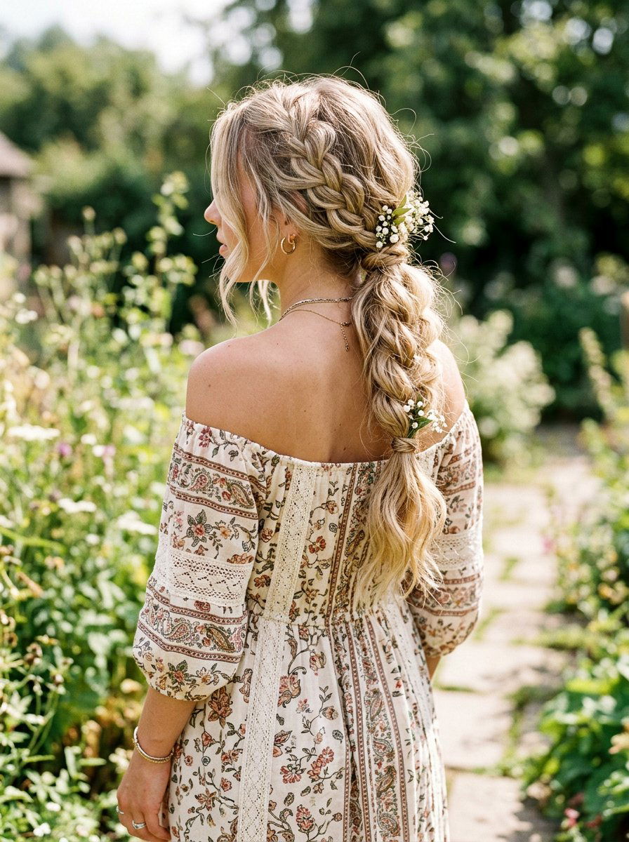 Boho Braided Ponytail - 20 prom ponytail with braid - 20 prom ponytail with braid