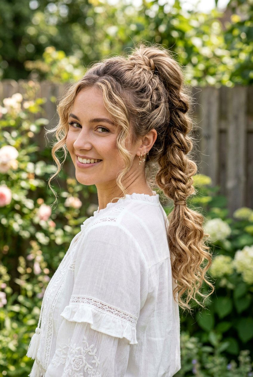 Boho Braided Ponytail With Curls - 20 braided ponytail with curls - 20 braided ponytail with curls