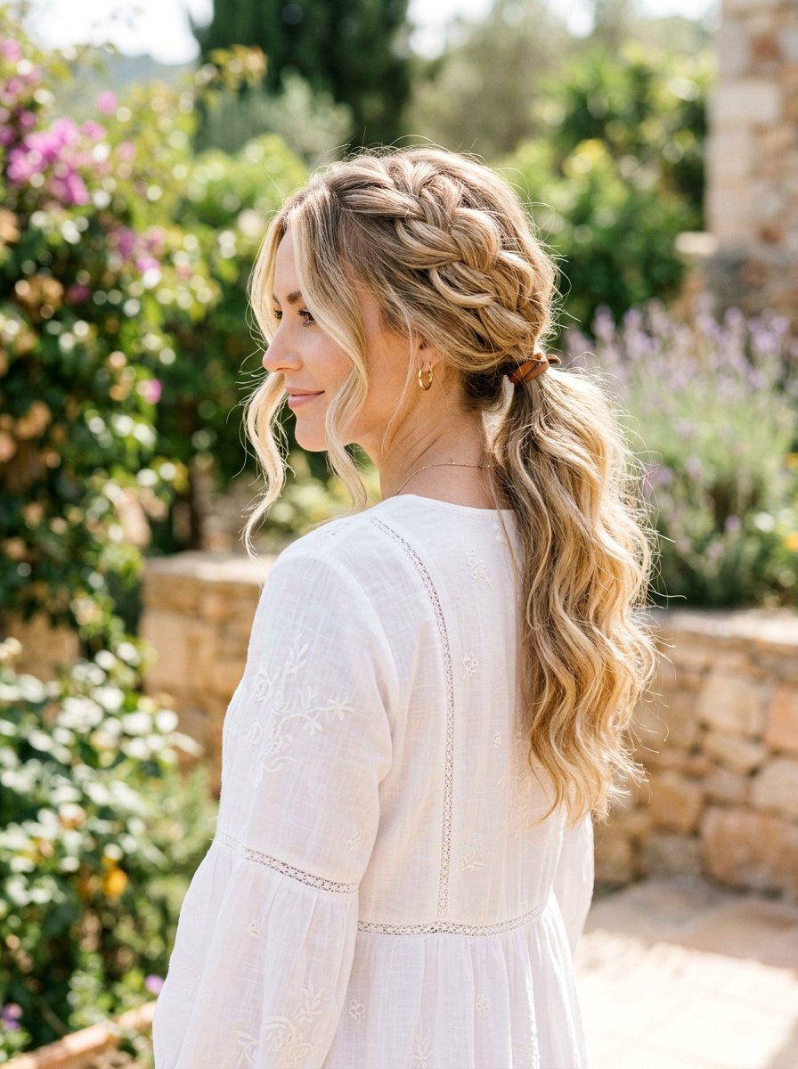 Boho Braided Ponytail for Beach Vacation - 20 vacation ponytail with braids - 20 vacation ponytail with braids