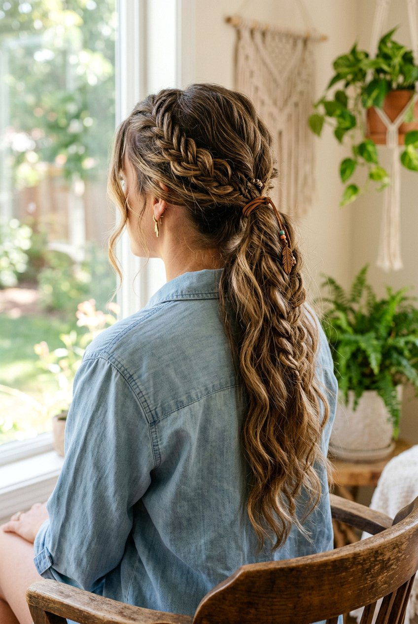 Boho Braided Ponytail for Long Hair - 20 airplane braid hairstyle for long hair - 20 airplane braid hairstyle for long hair