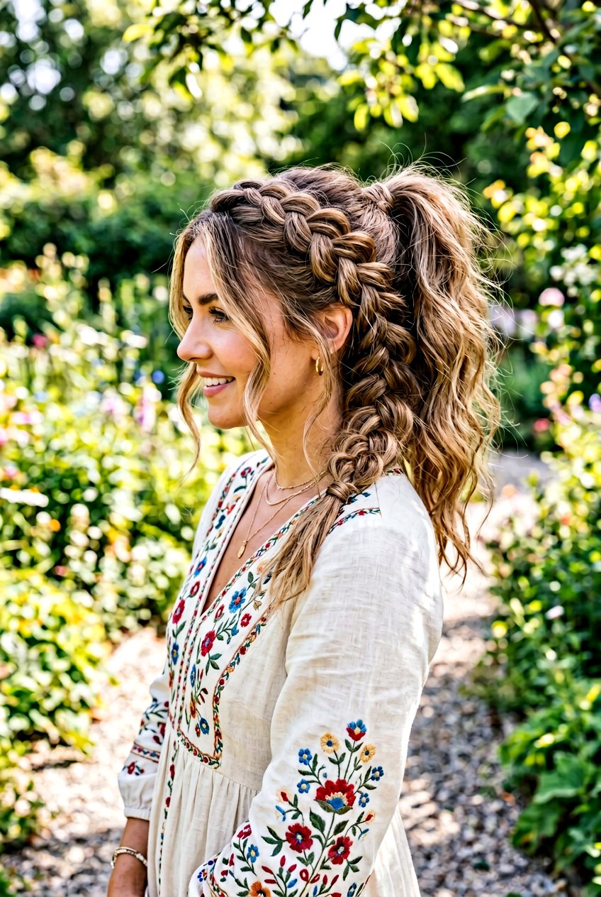 Boho Braided Ponytail - 20 bridal hairstyle with textured ponytail - 20 bridal hairstyle with textured ponytail