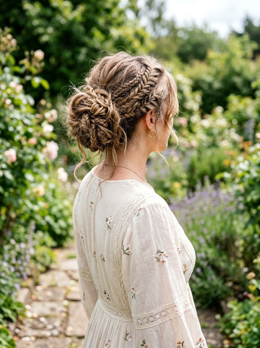 Boho Braided Updo - 20 soft glam hairstyle for graduation - 20 soft glam hairstyle for graduation