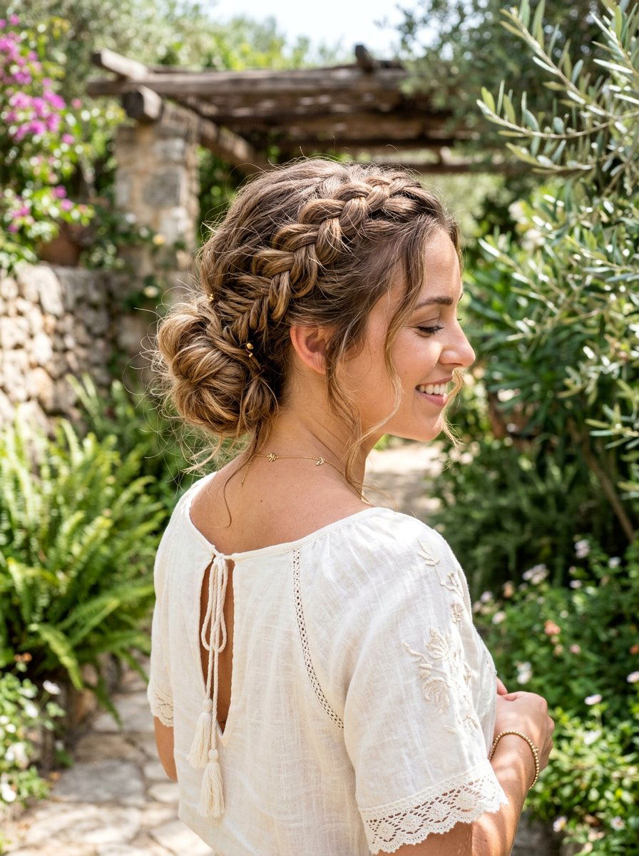 Boho Braided Updo - 20 cute hairstyle for amusement park - 20 cute hairstyle for amusement park