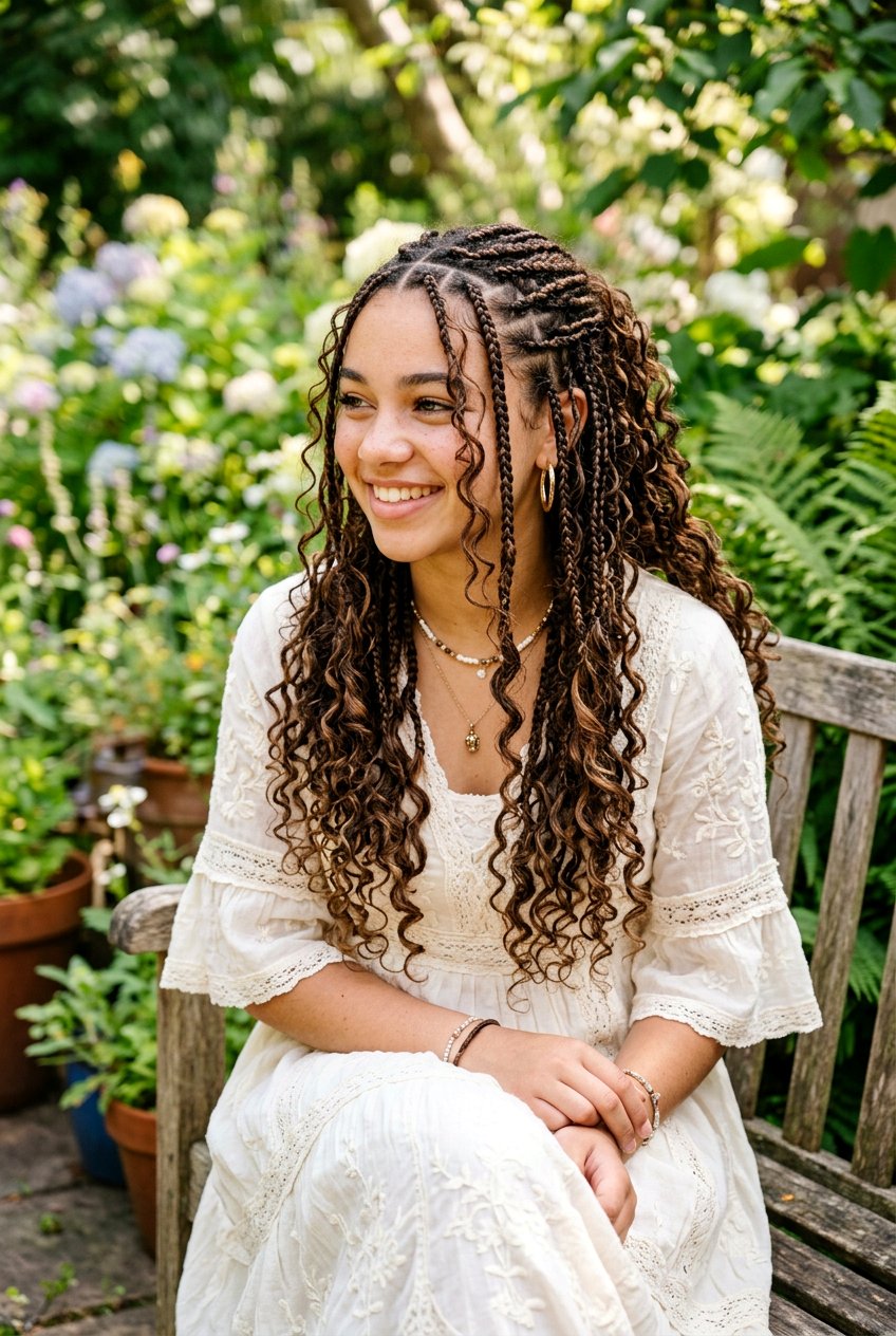 Boho Braids With Curls - 20 prom hairstyle for teenage girls with curls - 20 prom hairstyle for teenage girls with curls