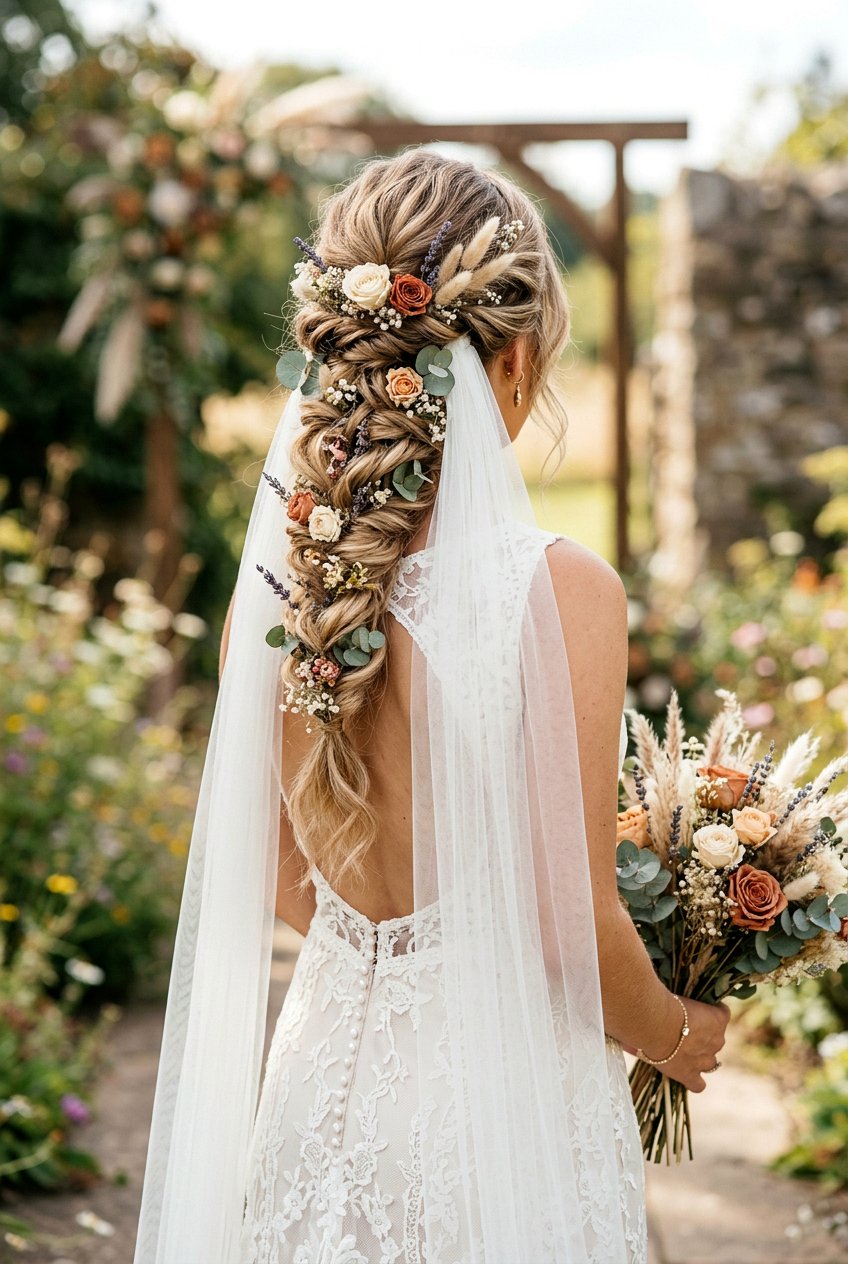 20 Boho Braid with Dried Flowers Ideas for a Romantic Look