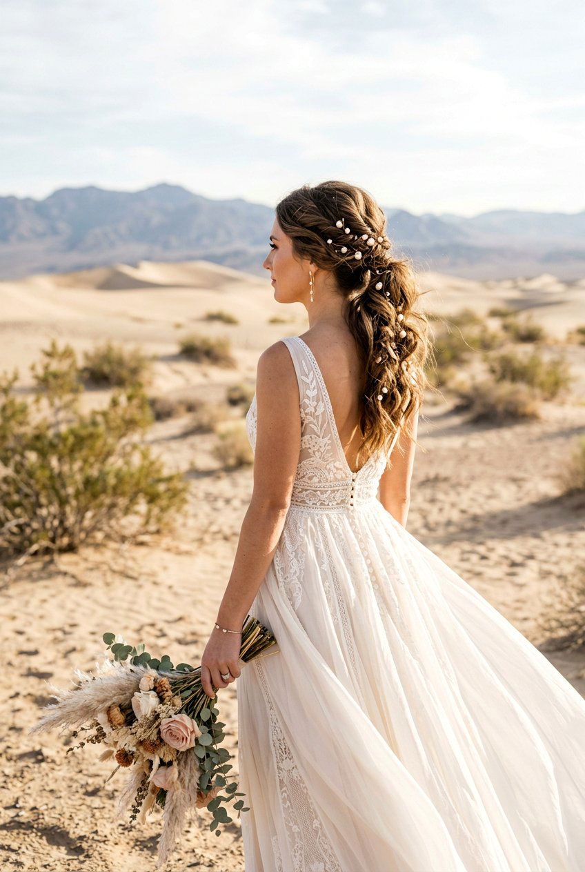 Boho Bridal Ponytail With Pearl Pins - 20 bridal ponytail with pearl pins - 20 bridal ponytail with pearl pins