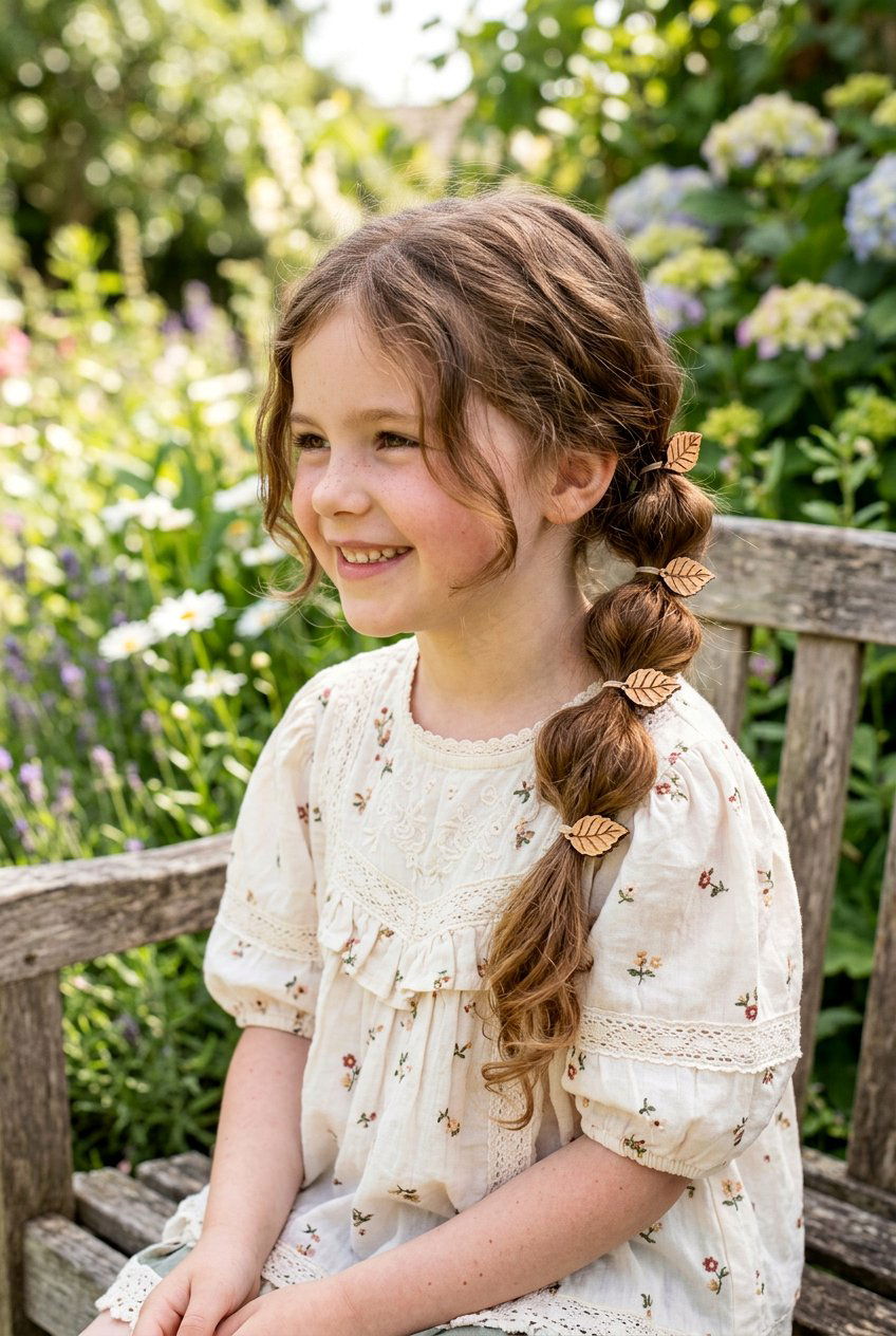 Boho Bubble Ponytail With Wooden Clips - 20 little girls bubble ponytail with clips - 20 little girls bubble ponytail with clips