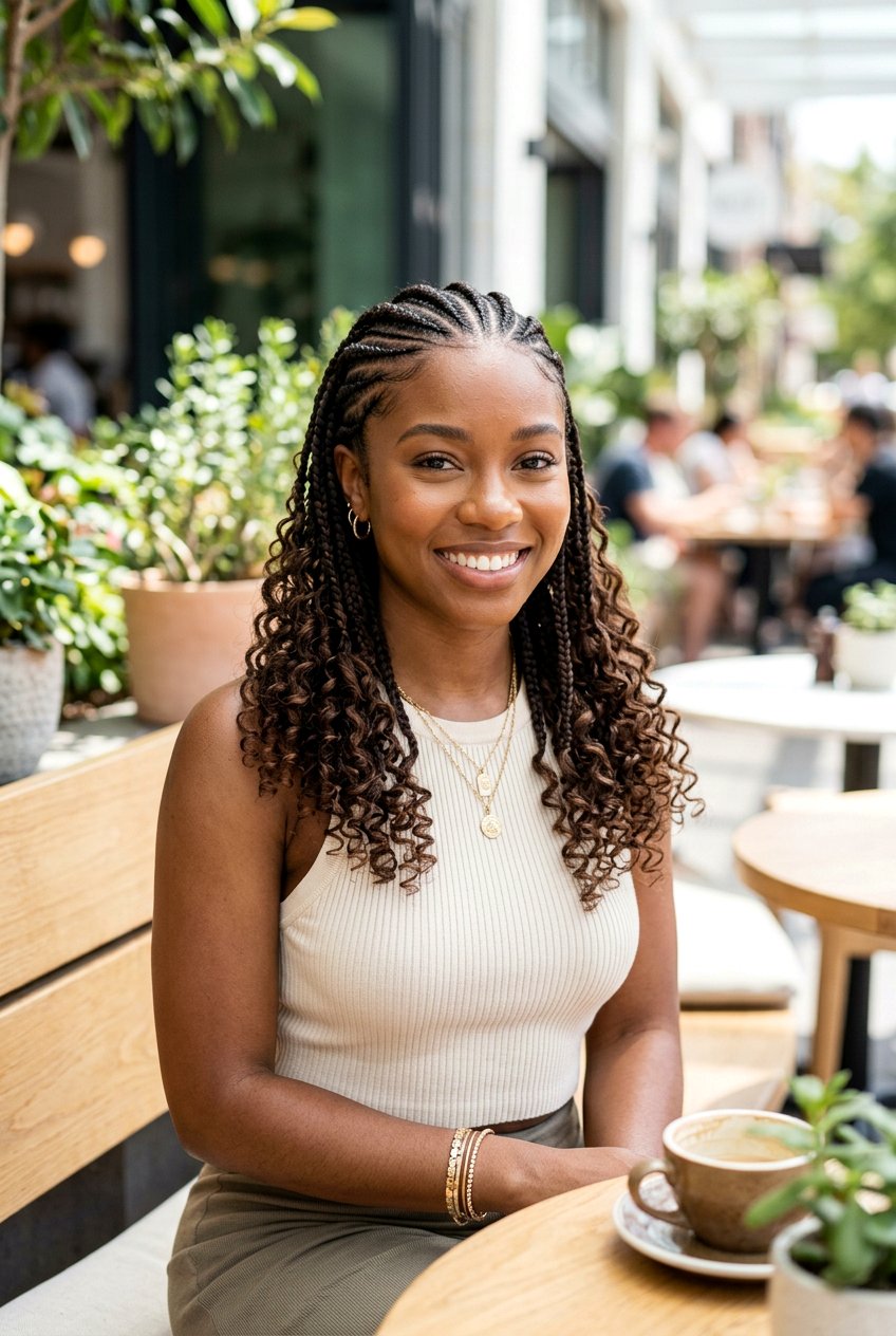 Boho Cornrows With Curly Ends - 20 boho braid hairstyle with curls - 20 boho braid hairstyle with curls