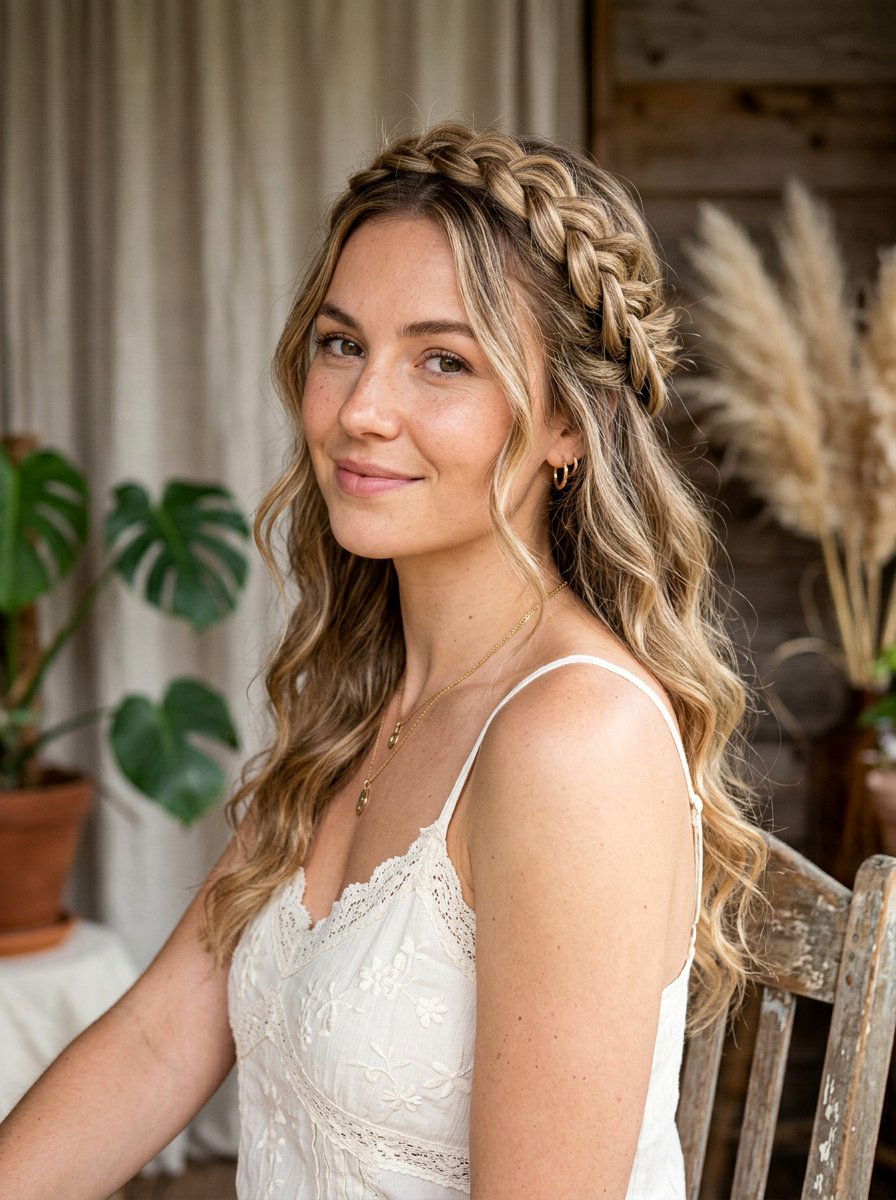 Boho Crown Braid - 20 windy day braid hairstyle - 20 windy day braid hairstyle