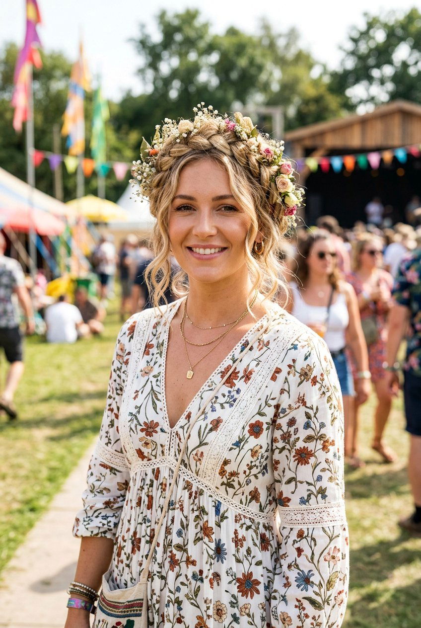 Boho Crown Braid Festival Look - 20 boho festival braid styles - 20 boho festival braid styles