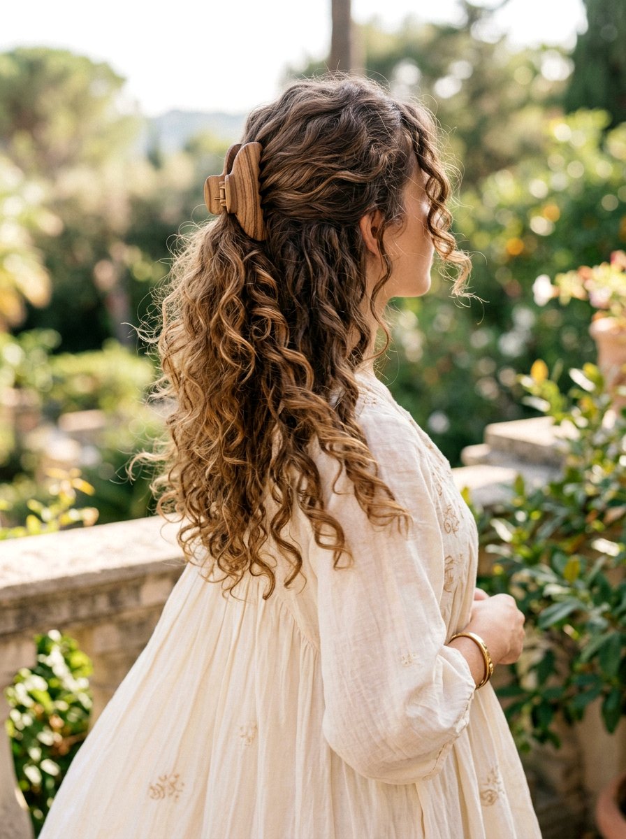 Boho Curly Half Up Claw Clip - 20 claw clip half up for curly hair - 20 claw clip half up for curly hair