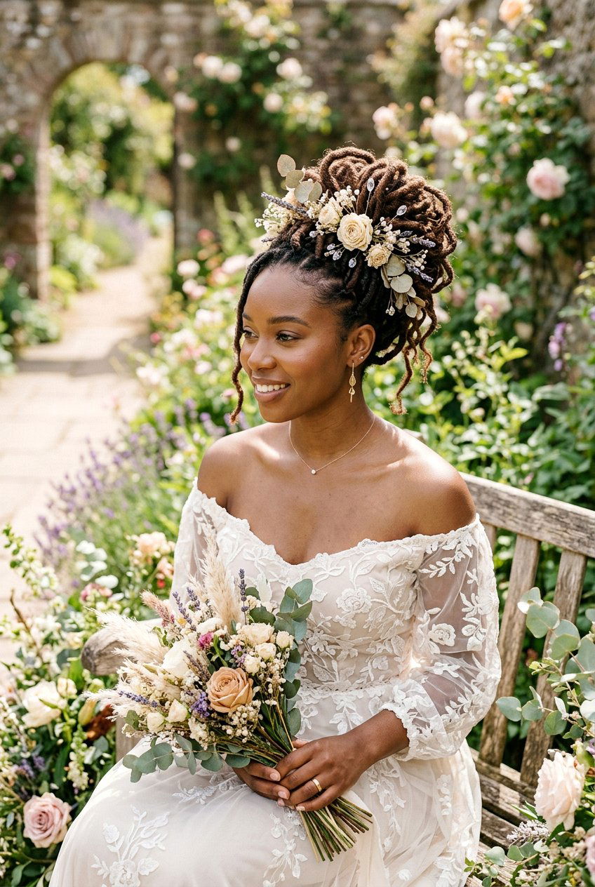 Boho Faux Locs Bridal Updo - 20 bridal faux loc updo - 20 bridal faux loc updo