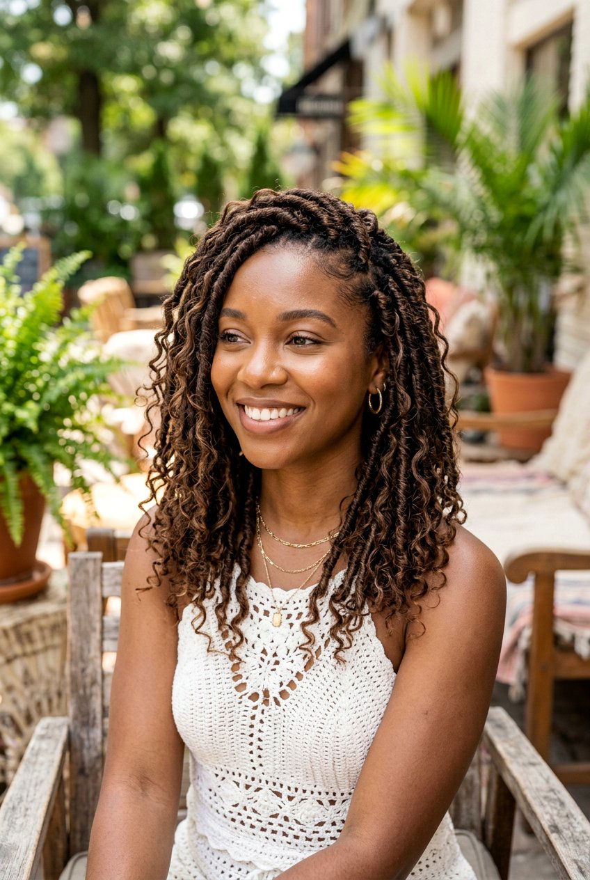 Boho Faux Locs With Curly Ends - 20 faux locs with curly ends - 20 faux locs with curly ends