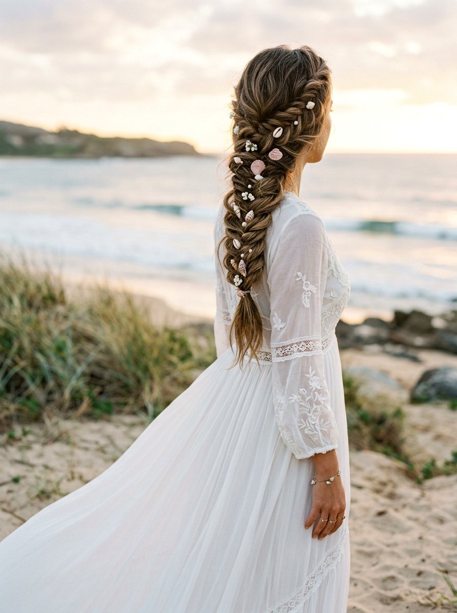 Boho Fishtail Braid - 20 wedding hairstyles for beach ceremony - 20 wedding hairstyles for beach ceremony
