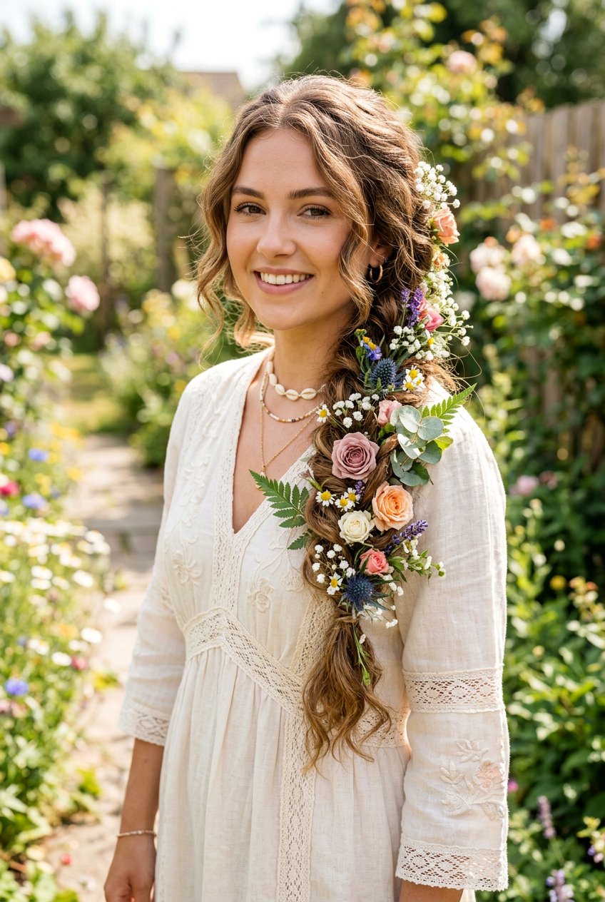 Boho Floral Braid - 20 floral braid hairstyle - 20 floral braid hairstyle
