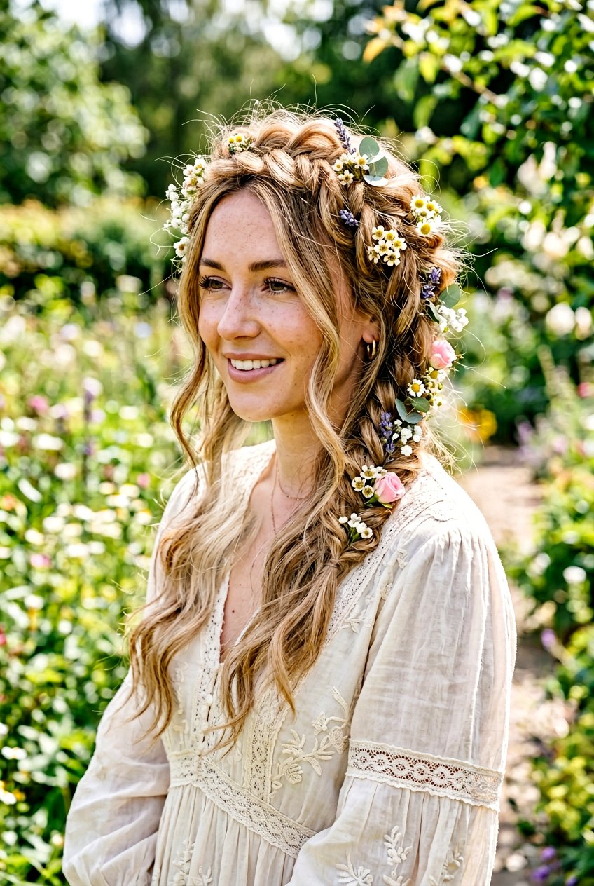 Boho Flower Crown Braid - 20 flower crown braid hairstyle - 20 flower crown braid hairstyle