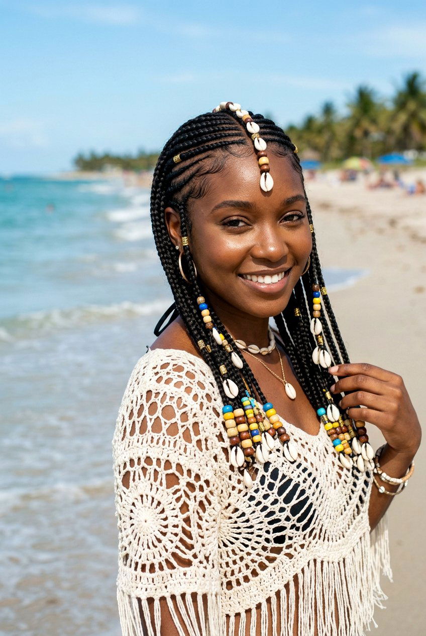 Boho Fulani Braids With Shells - 20 boho fulani braids - 20 boho fulani braids
