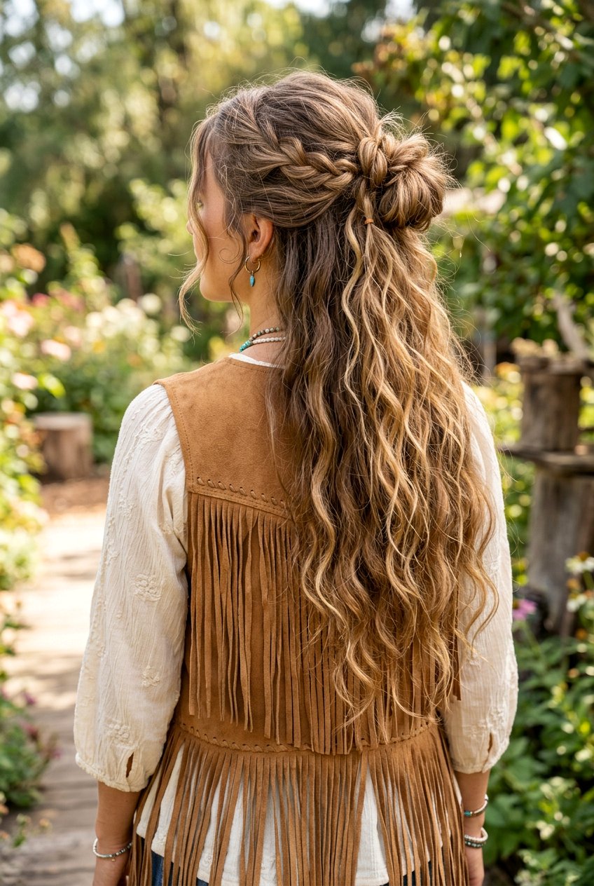 Boho Half Up Ponytail - 20 boho messy ponytail hairstyle - 20 boho messy ponytail hairstyle