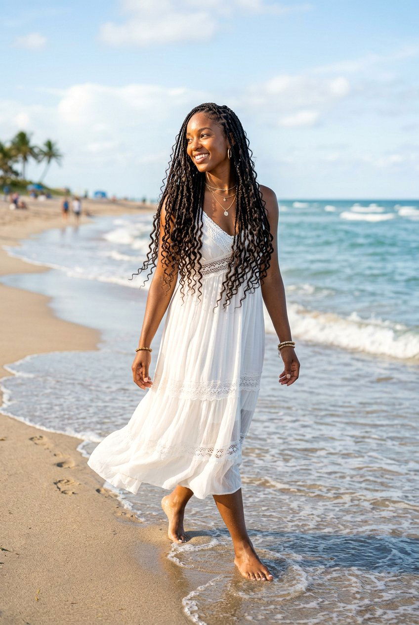 Boho Knotless Braids - 20 braided hairstyle for vacation photos - 20 braided hairstyle for vacation photos