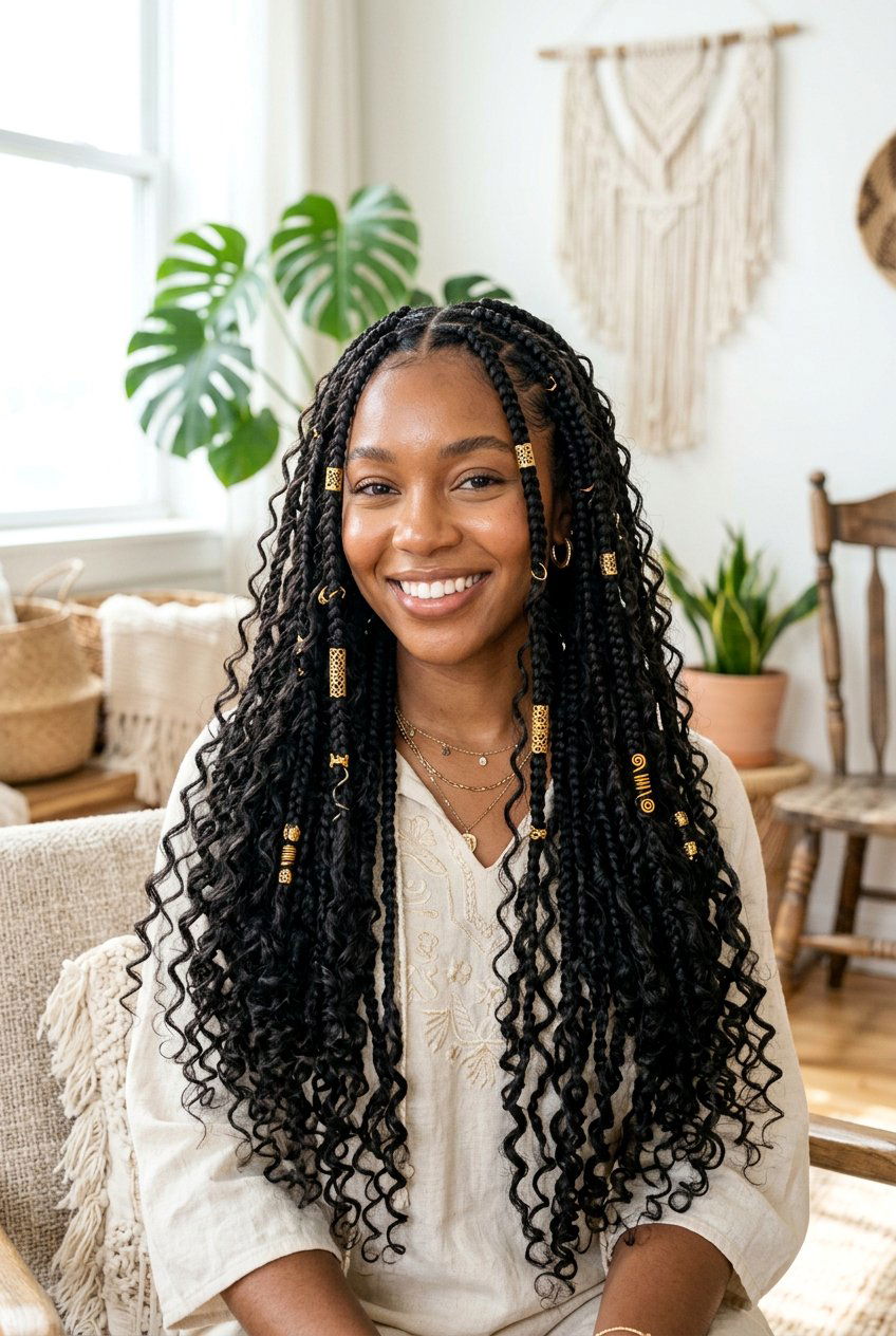 Boho Knotless Braids - 20 graduation hairstyles for natural hair - 20 graduation hairstyles for natural hair