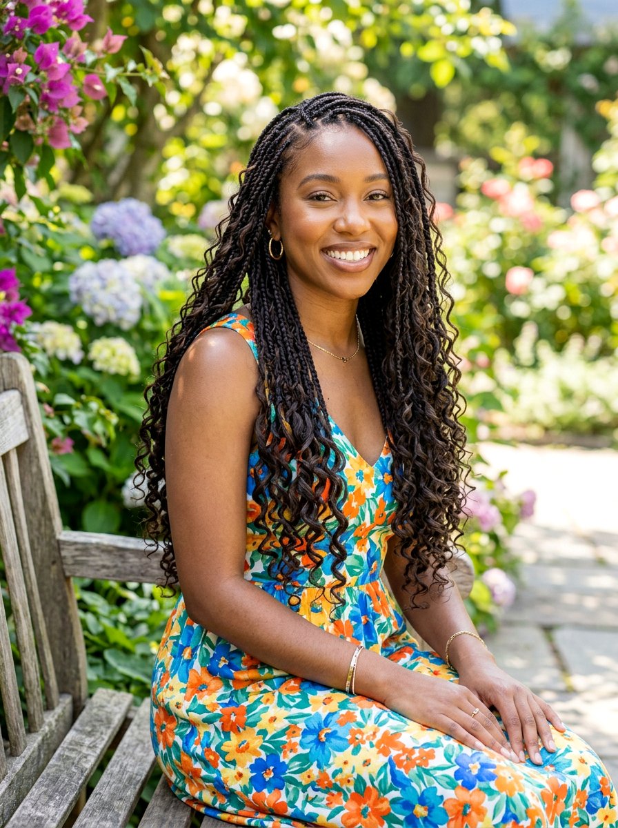 Boho Knotless Braids - 20 summer protective styles for black women - 20 summer protective styles for black women