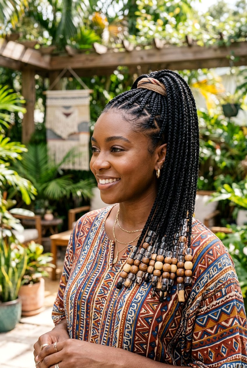 Boho Knotless Braids Ponytail With Beads - 20 boho knotless braids ponytail - 20 boho knotless braids ponytail