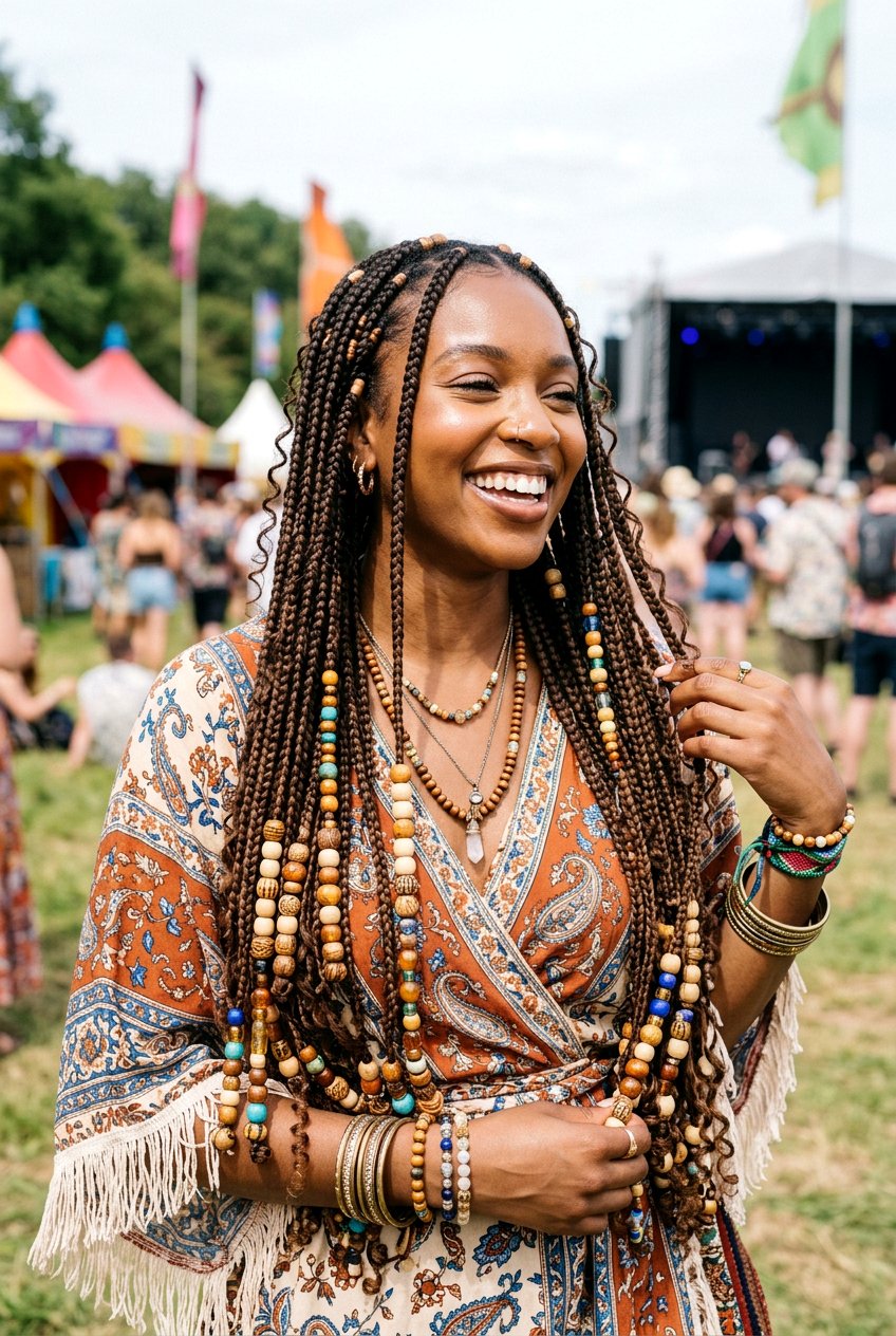 Boho Knotless Braids With Beads - 20 boho knotless braids hairstyle - 20 boho knotless braids hairstyle