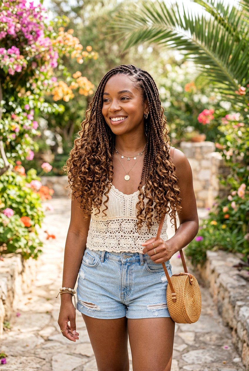 Boho Knotless Braids With Curly Ends - 20 boho braid hairstyle with curls - 20 boho braid hairstyle with curls