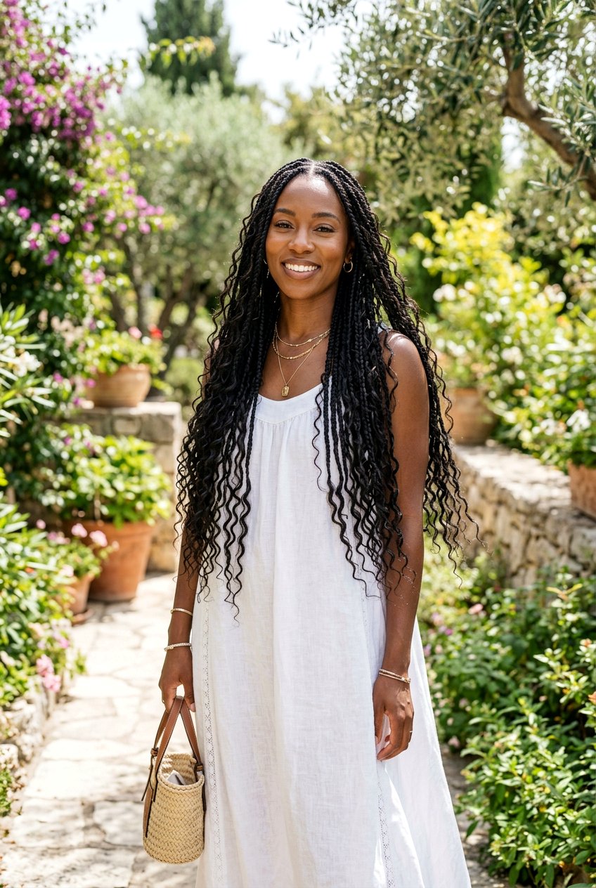 Boho Knotless Braids - 20 knotless braids with curly ends for women - 20 knotless braids with curly ends for women