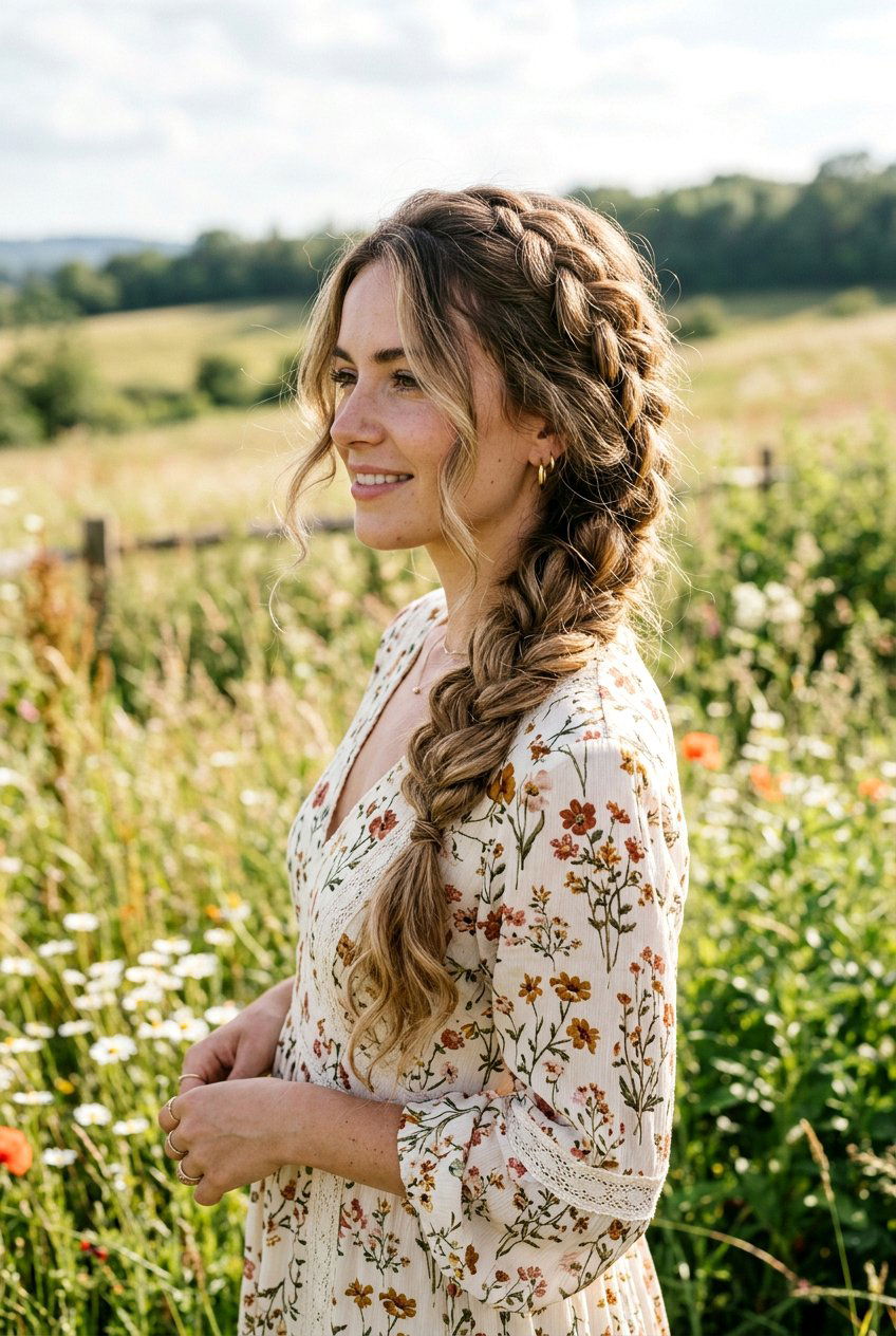 Boho Loose Braid For Engagement Photos - 20 engagement shoot hairstyles - 20 engagement shoot hairstyles
