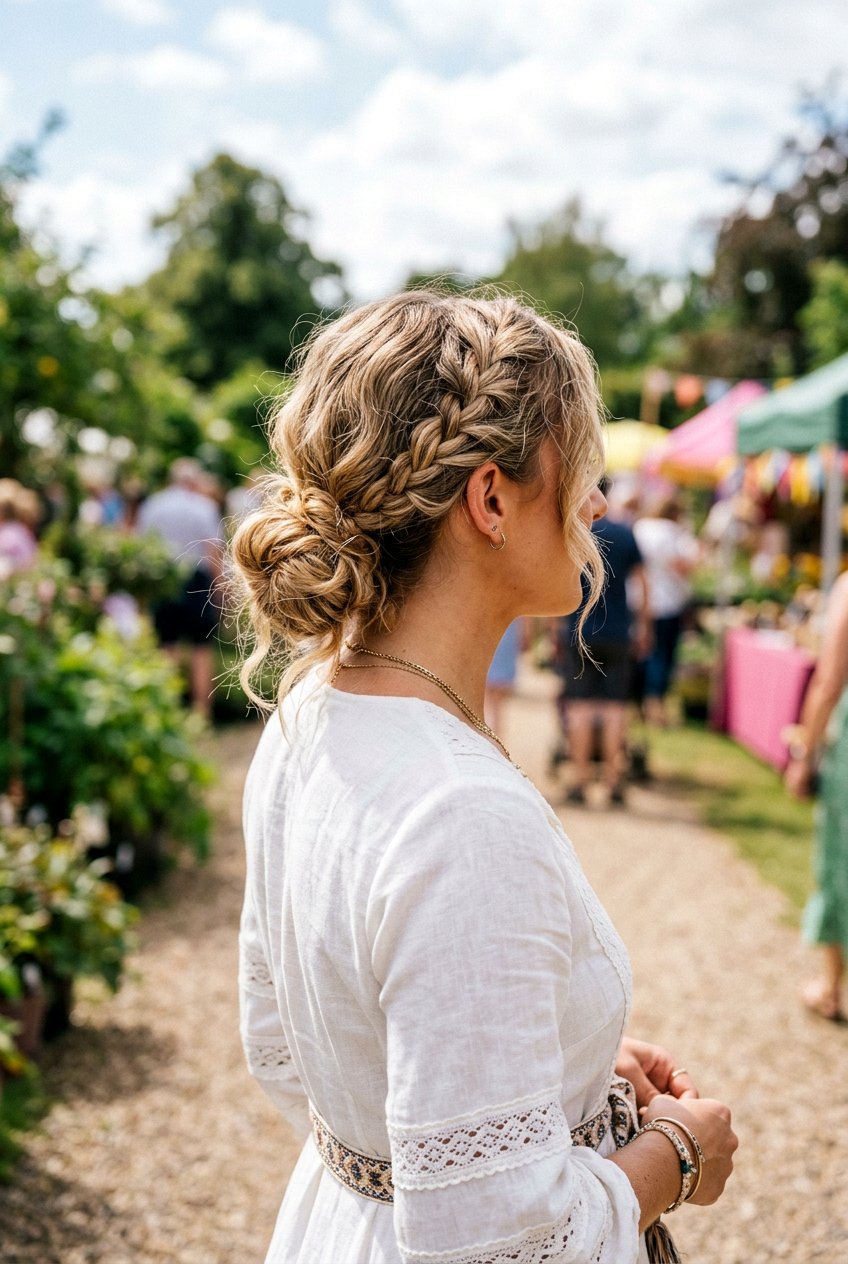 Boho Low Bun With Loose Braid - 20 festive low bun with braid - 20 festive low bun with braid