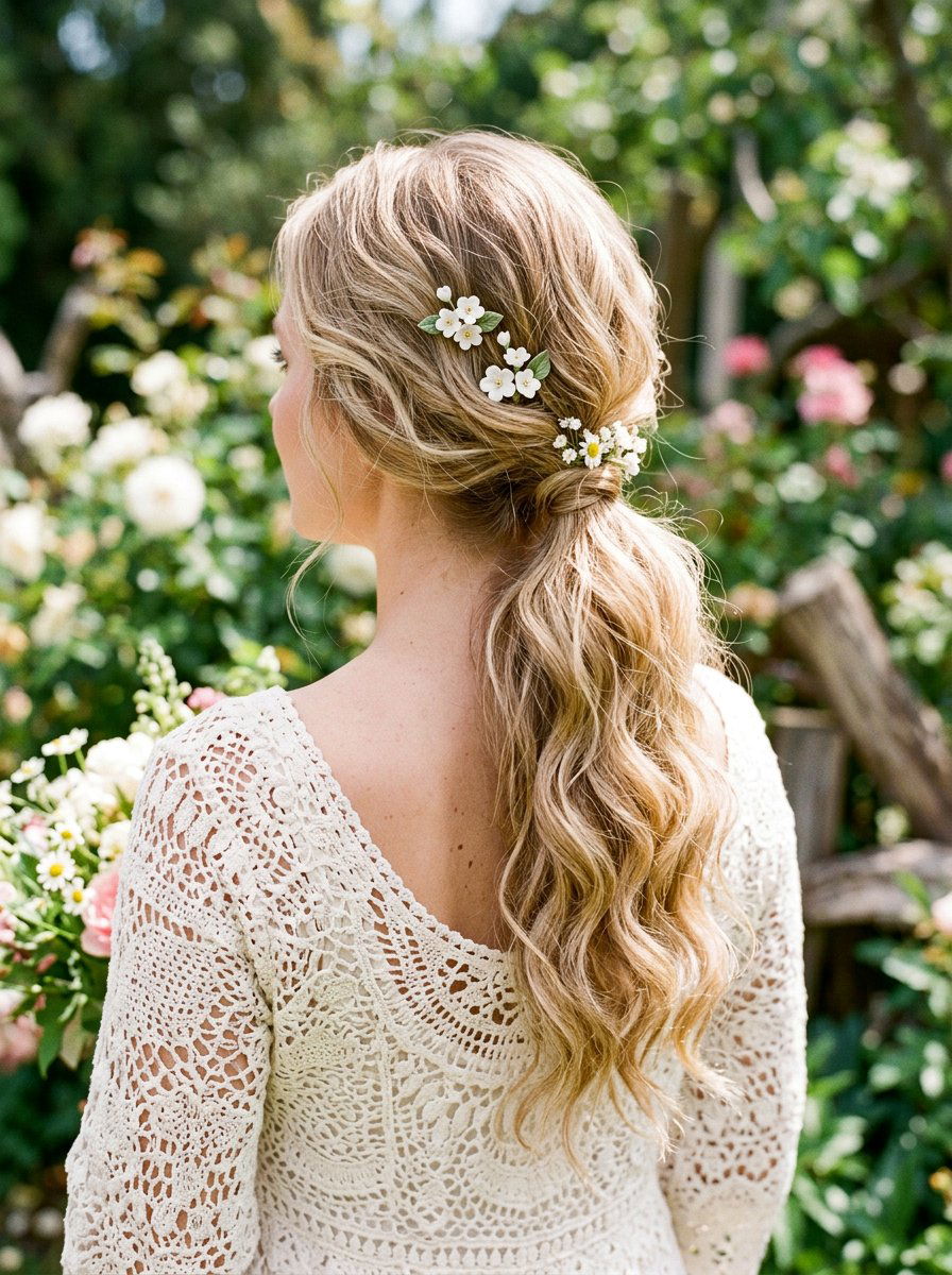 20 Elegant Wedding Guest Low Ponytail With Waves Ideas