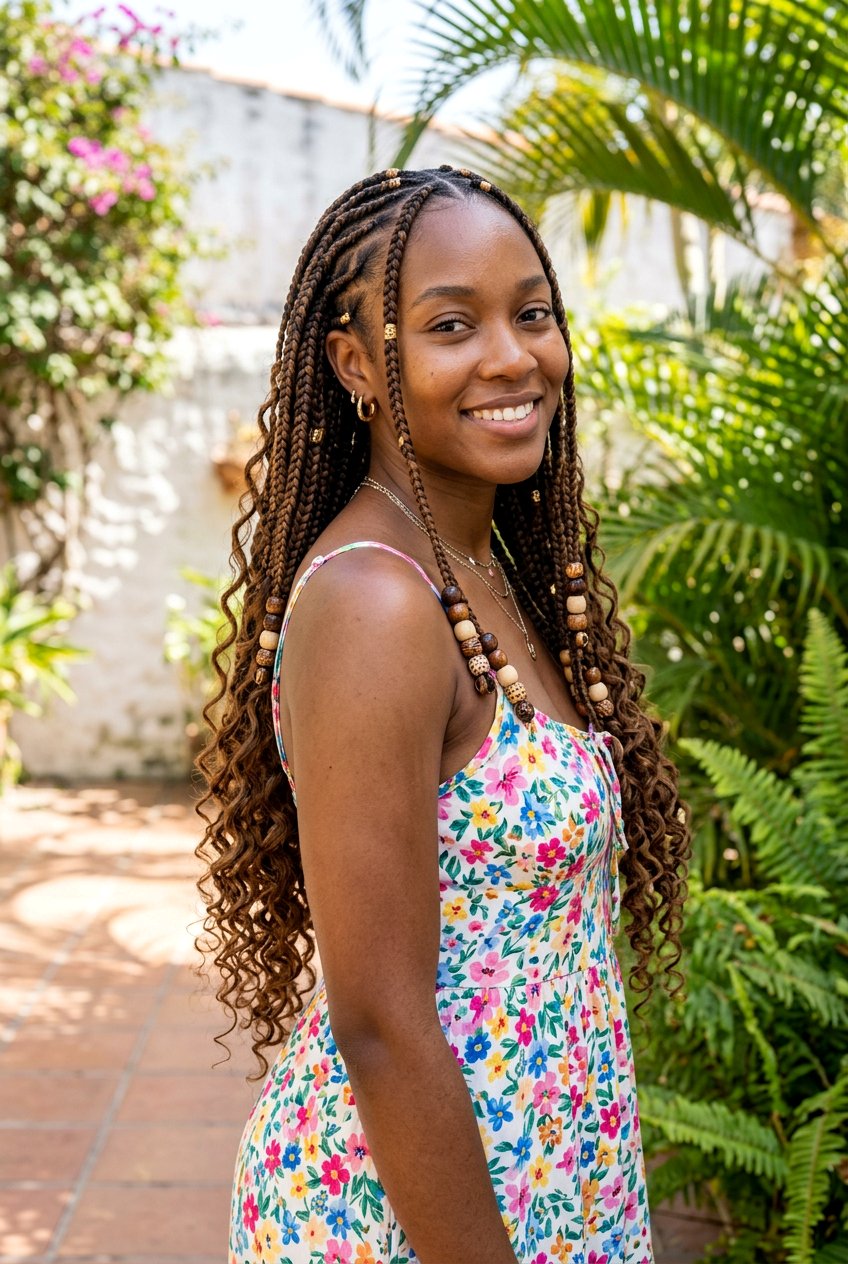 Boho Medium Knotless Braids With Beads - 20 medium knotless braids with beads - 20 medium knotless braids with beads