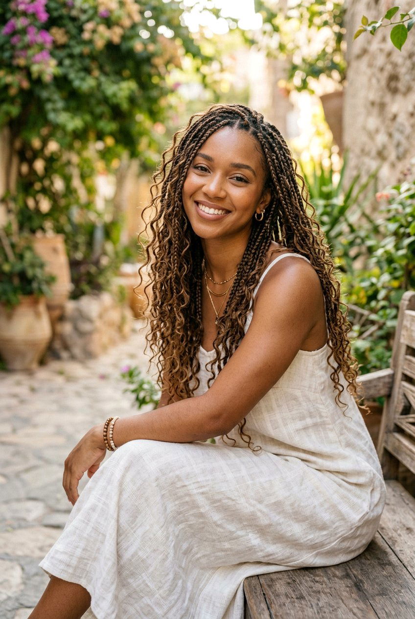 Boho Medium Knotless Braids - 20 medium knotless braids styles - 20 medium knotless braids styles