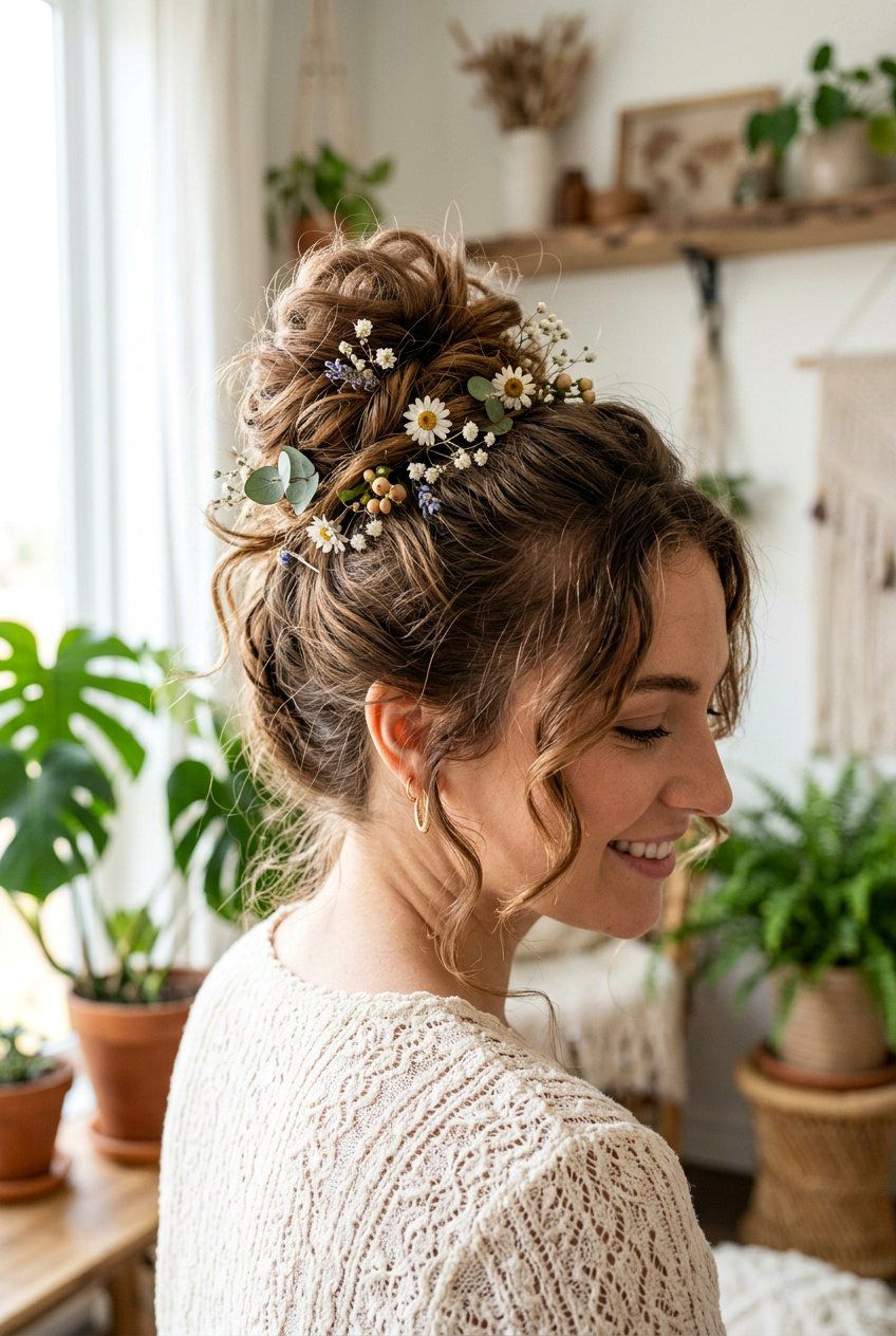 Boho Messy Bun - 20 messy bun hairstyles - 20 messy bun hairstyles