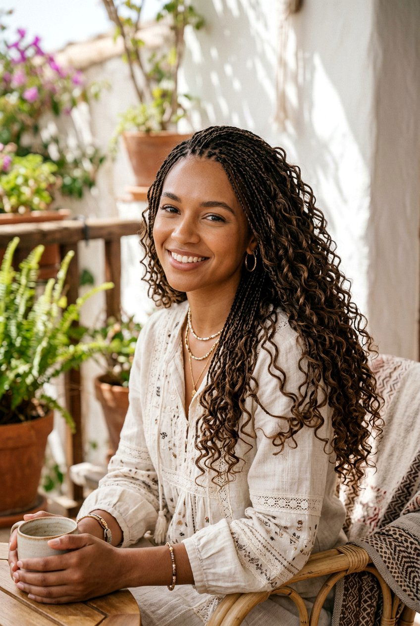 Boho Micro Braids With Curls - 20 boho braid hairstyle with curls - 20 boho braid hairstyle with curls